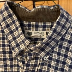 Onward Reserve, men’s button-down, size large, navy check
